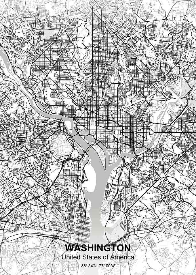 washington city map white