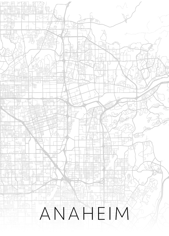 Anaheim California BW Map