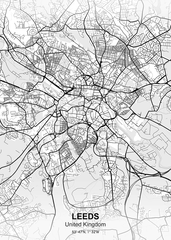 leeds city map white