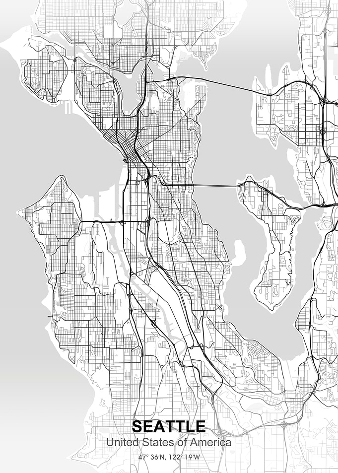 seattle city map white