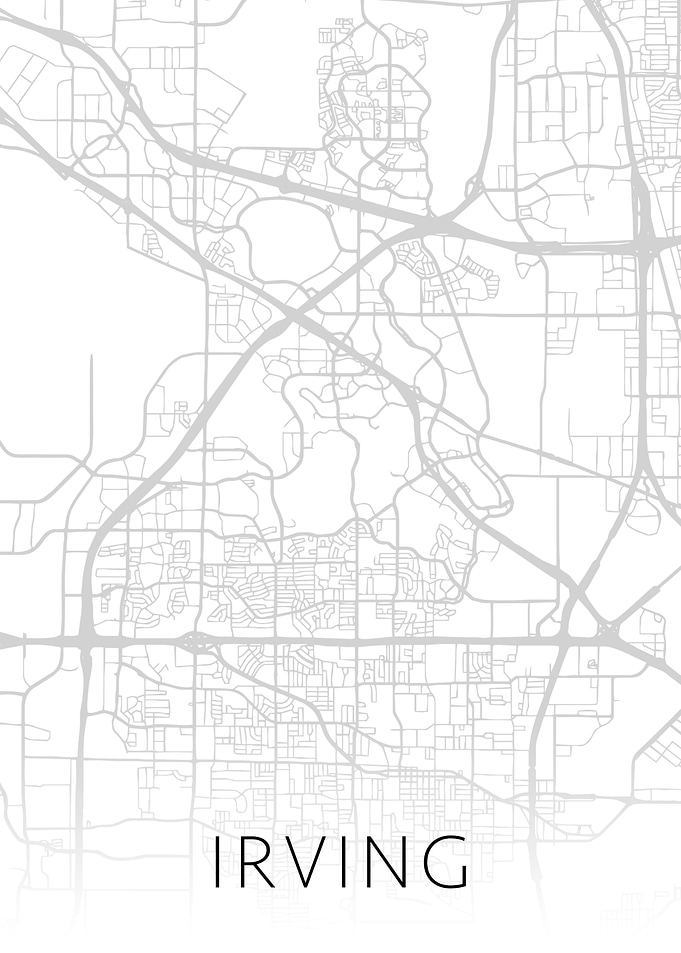 Irving Texas City BW Map