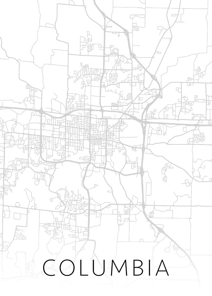 Columbia SC BW Map Art