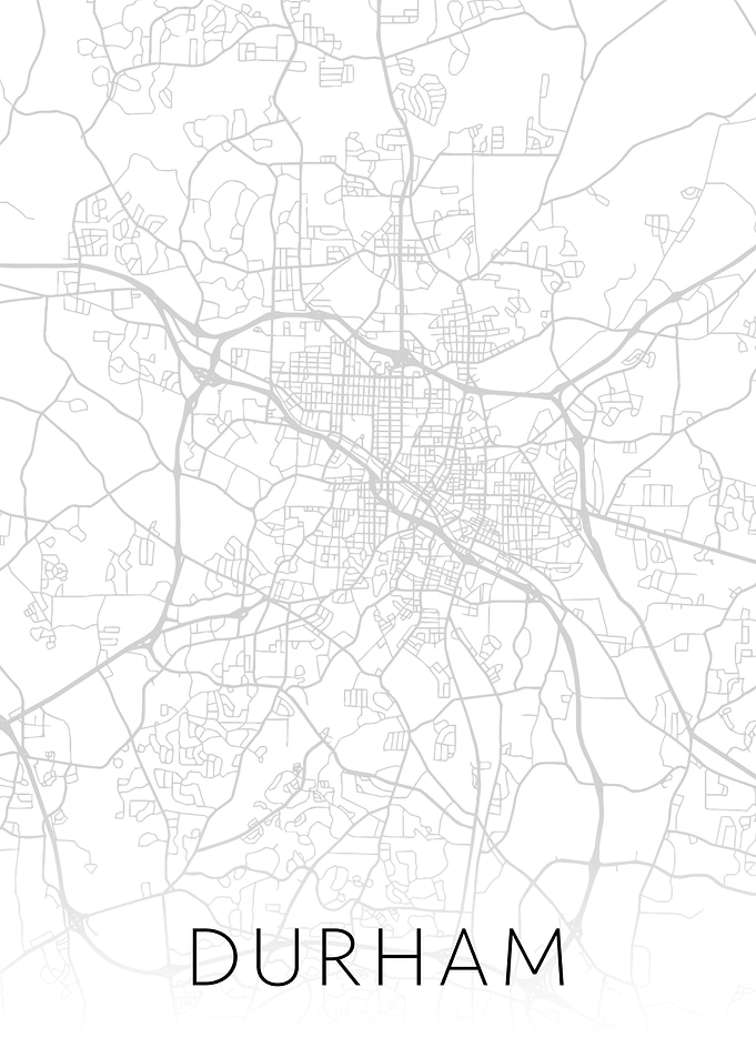 Durham NC BW Map Art