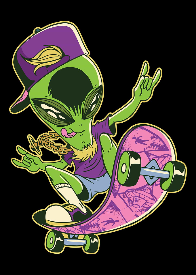 Skateing Alien
