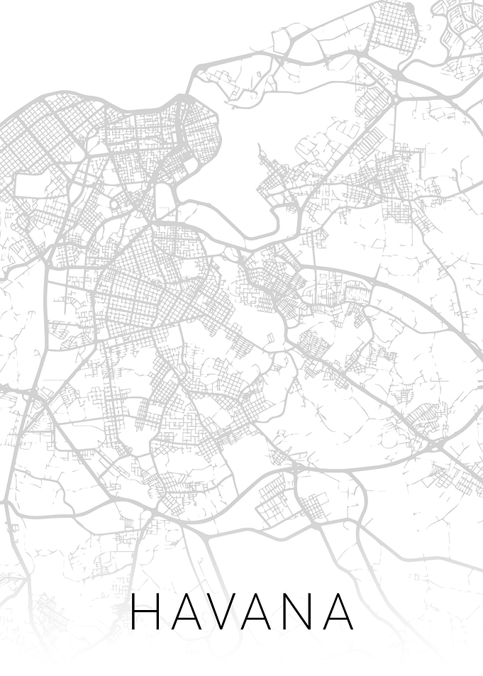Havana Cuba City BW Map