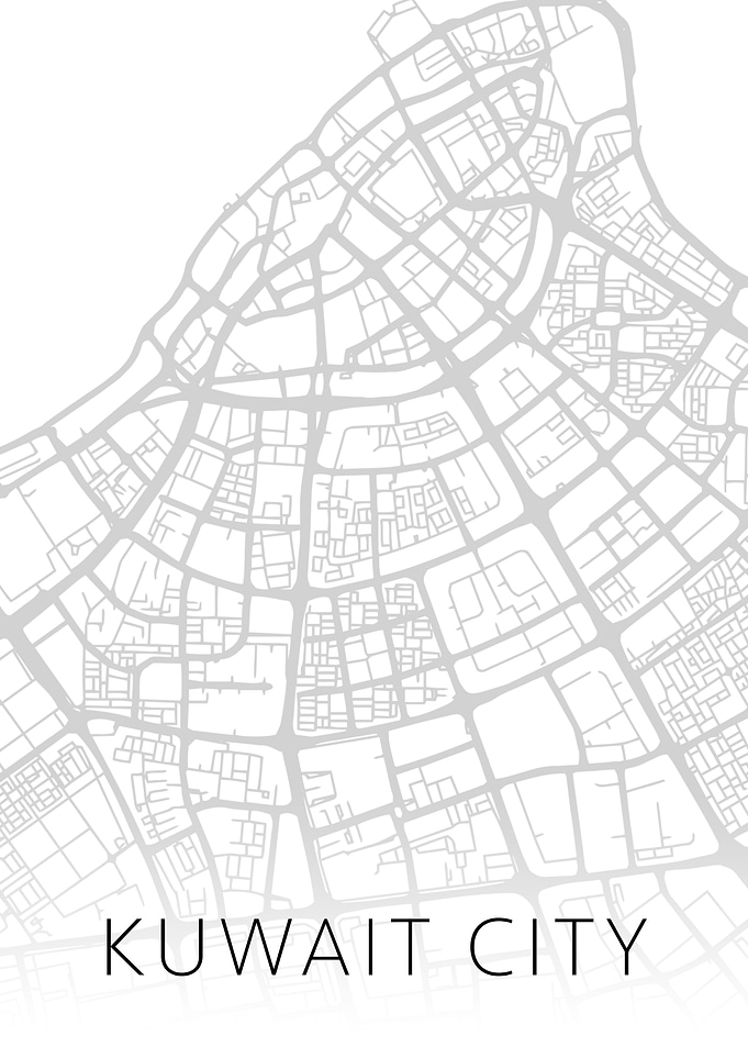 Kuwait City Street BW Map