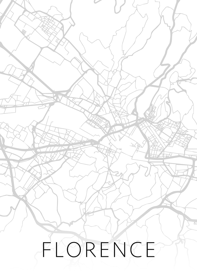 Florence Italy BW Map Art