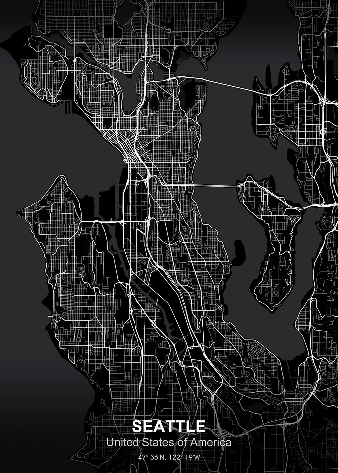 seattle city map black