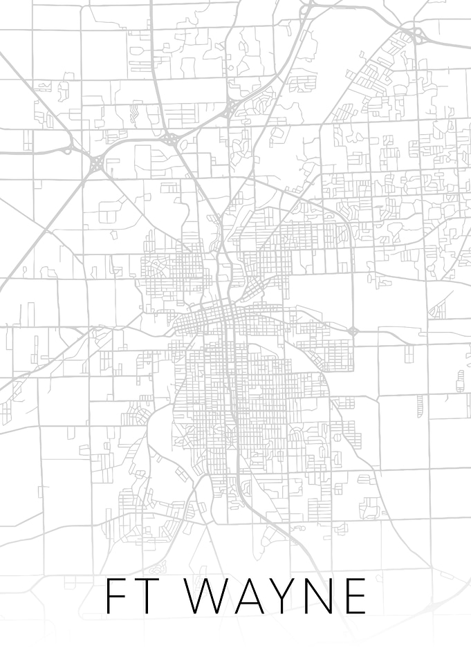 Ft Wayne Indiana BW Map