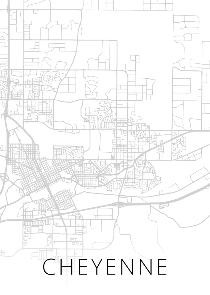 Cheyenne Wyoming BW Map