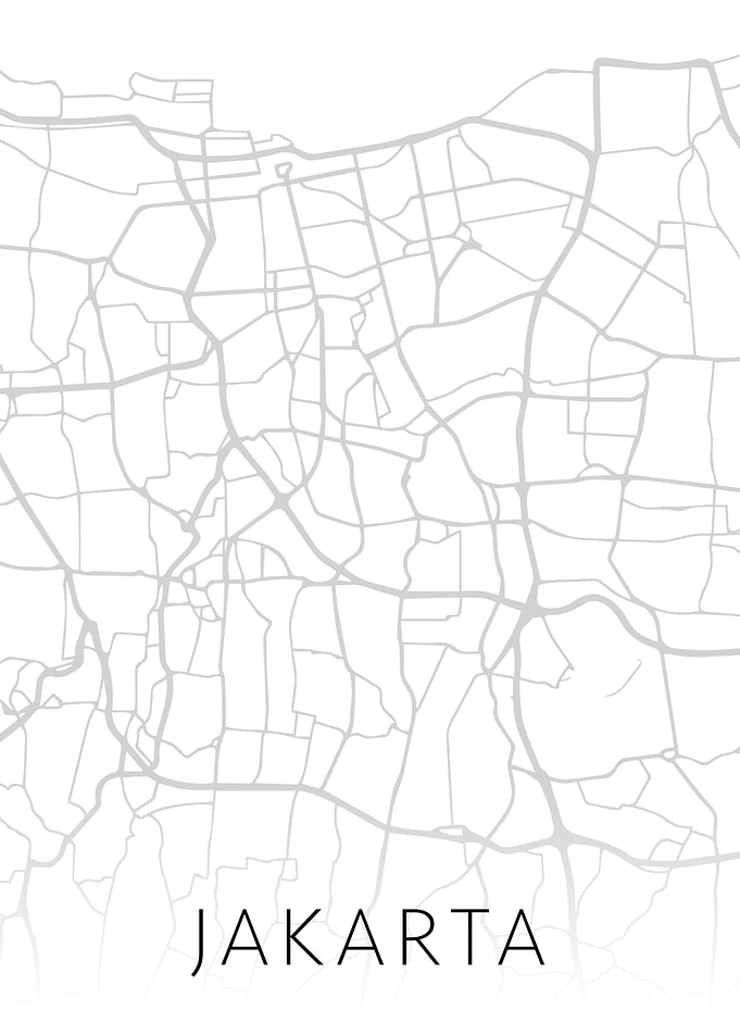 Jakarta Indonesia BW Map