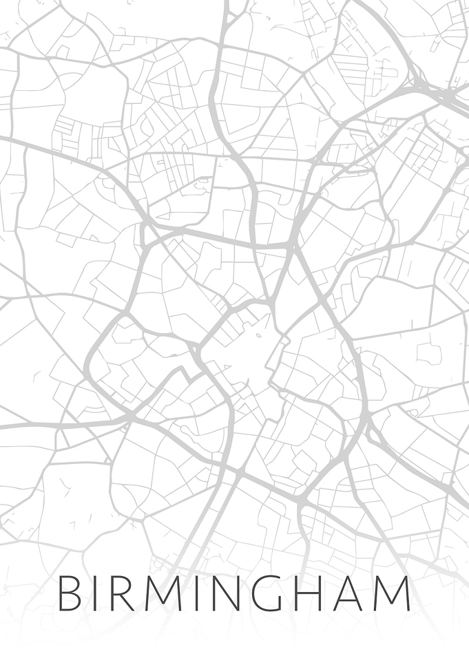 Birmingham UK BW Map