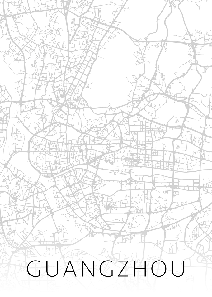 Guangzhou China BW Map Art