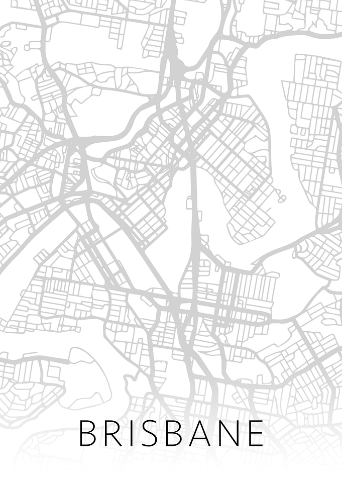 Brisbane Australia BW Map