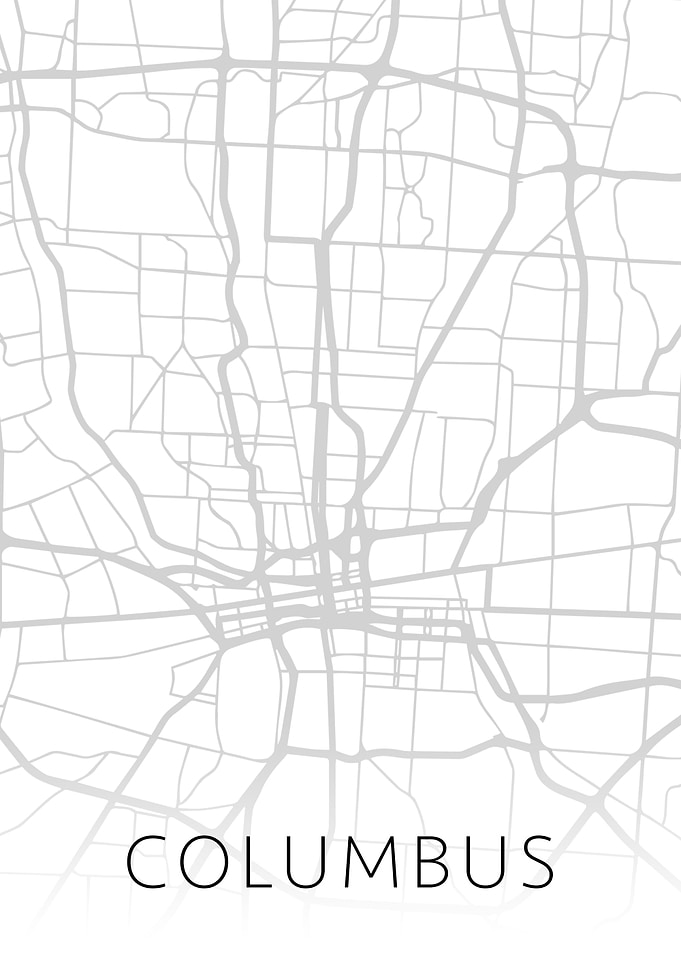Columbus Ohio BW Map Art