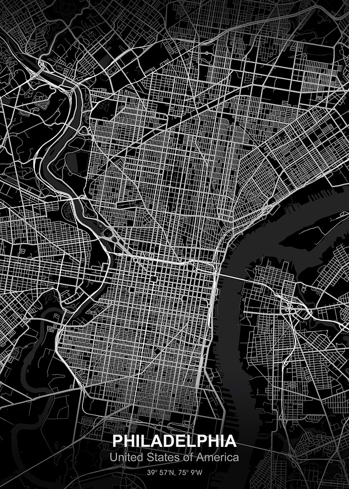 philadelphia city map blac