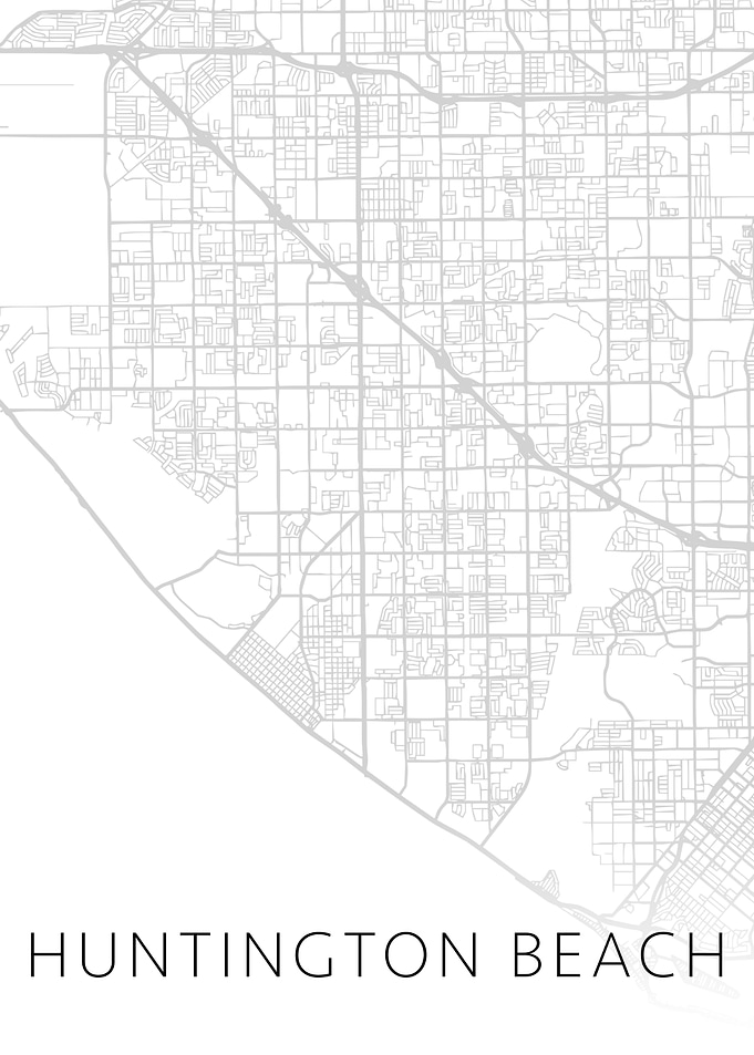 Huntington Beach CA BW Map