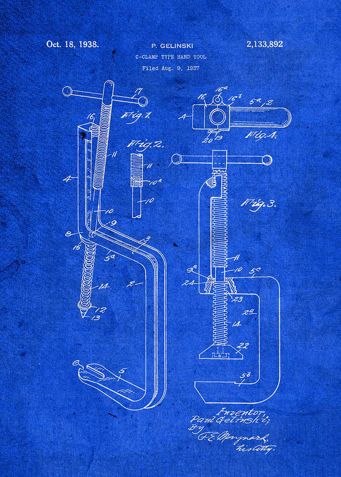 C Clamp Tool Vintage Art