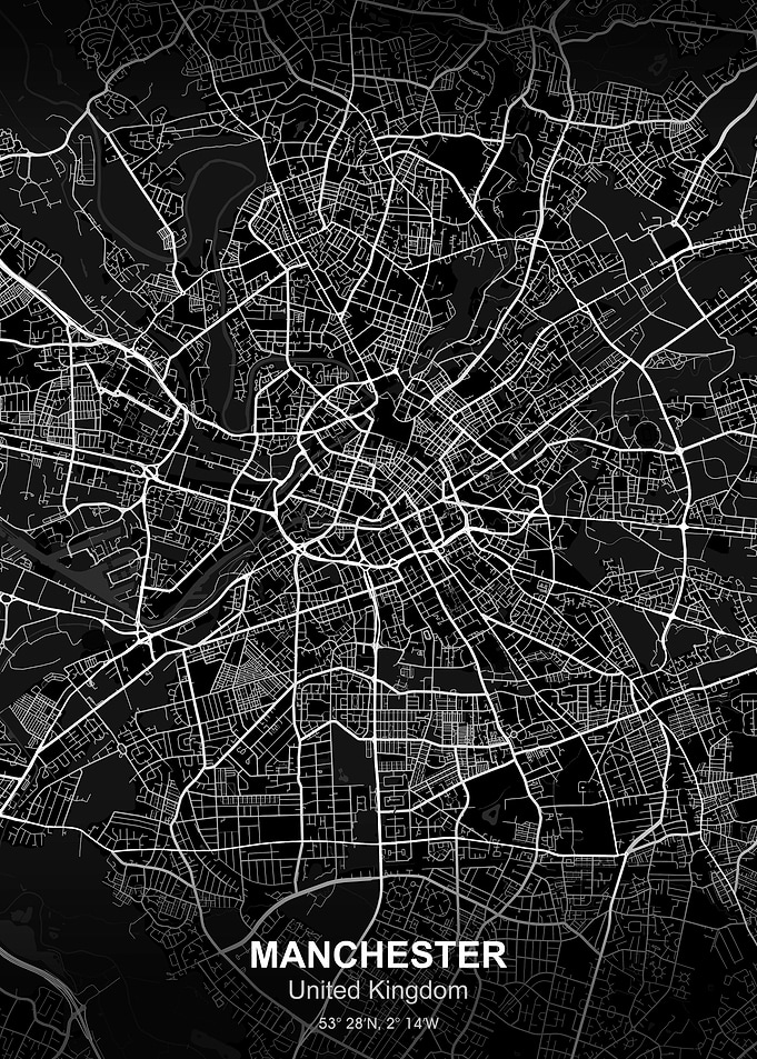 manchester city map black