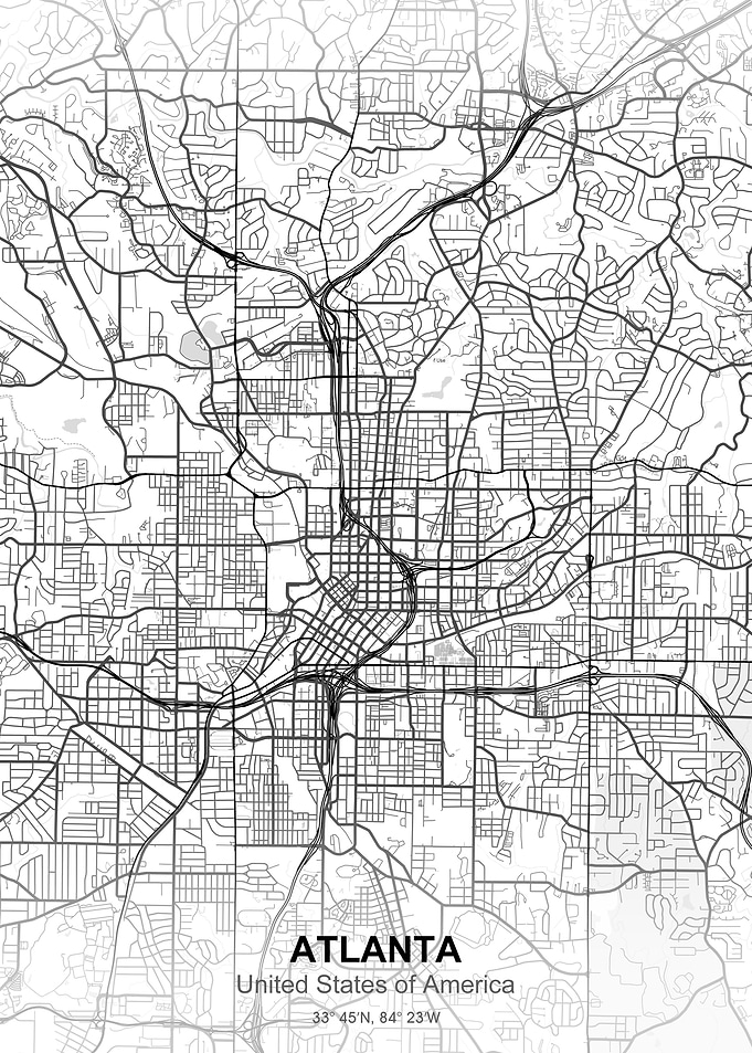 atlanta city map white