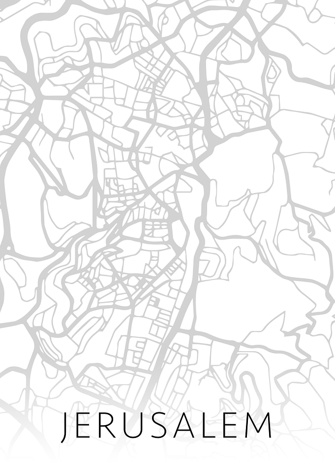 Jerusalem Israel BW Map