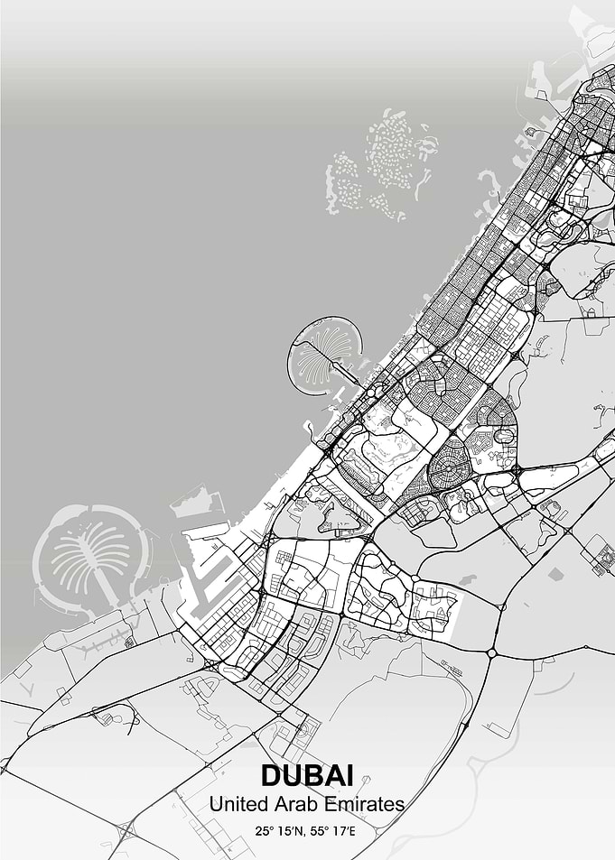 dubai city map white