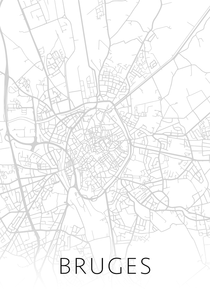 Bruges Belgium BW Map Art