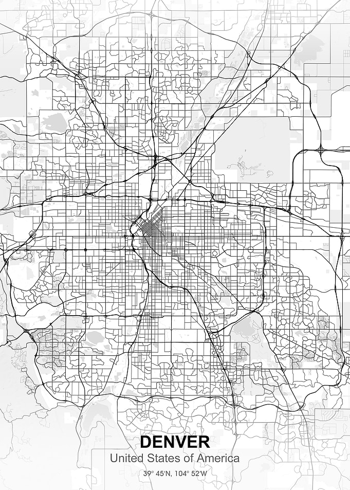 denver city map white