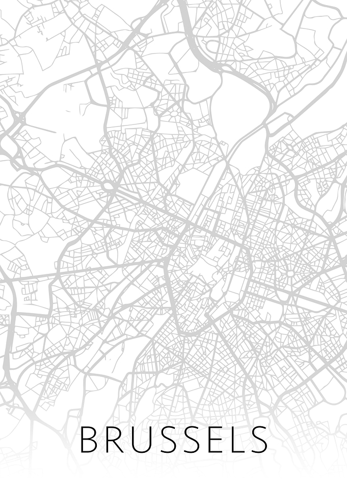 Brussels Belgium BW Map
