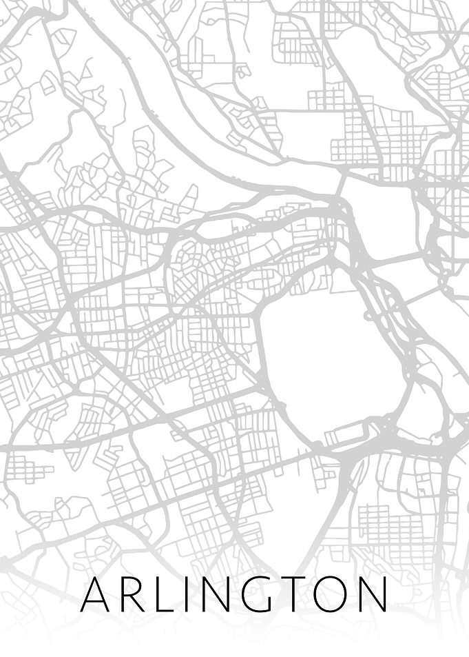 Arlington Texas BW Map Art
