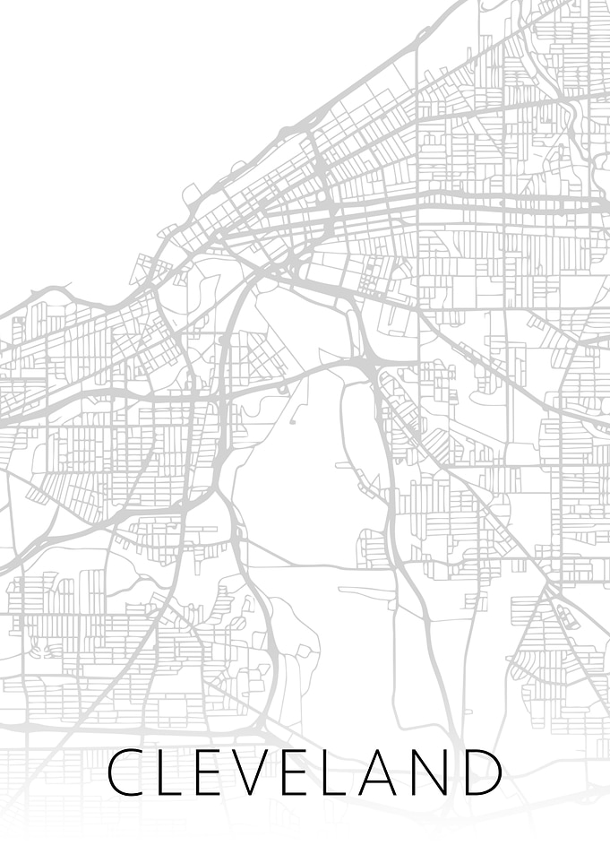 Cleveland Ohio BW Map Art