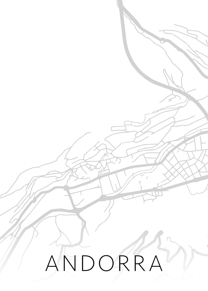 Andorra Black White Map
