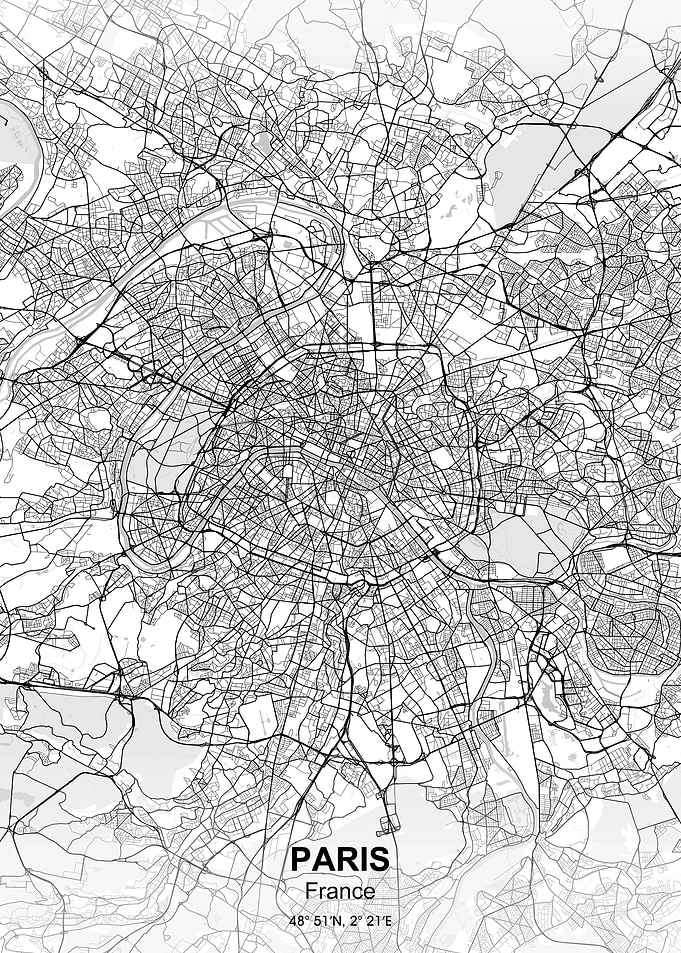 Paris city map white