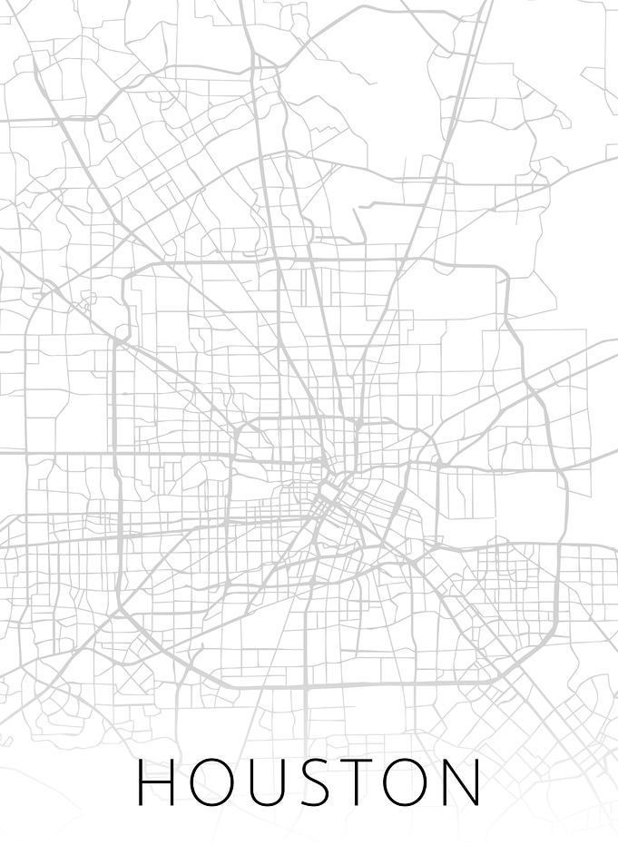 Houston Texas BW Map Art