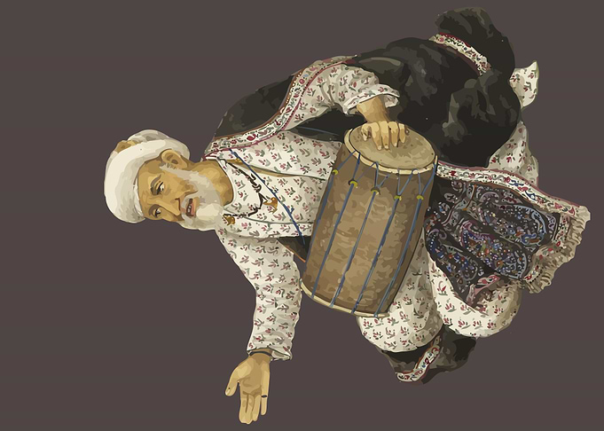 vintage ancient musicians