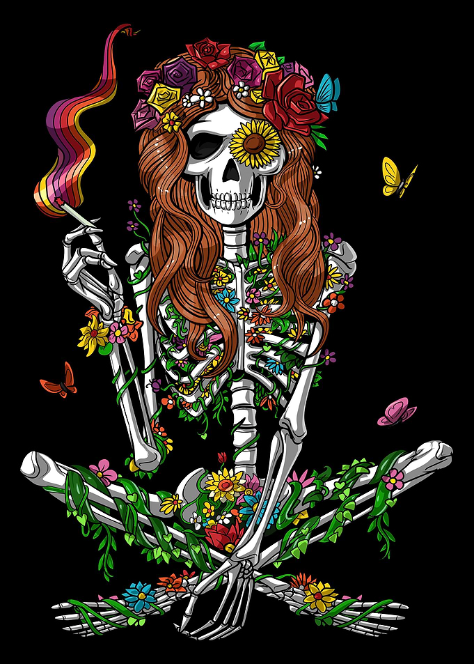 Skeleton Hippie Stoner