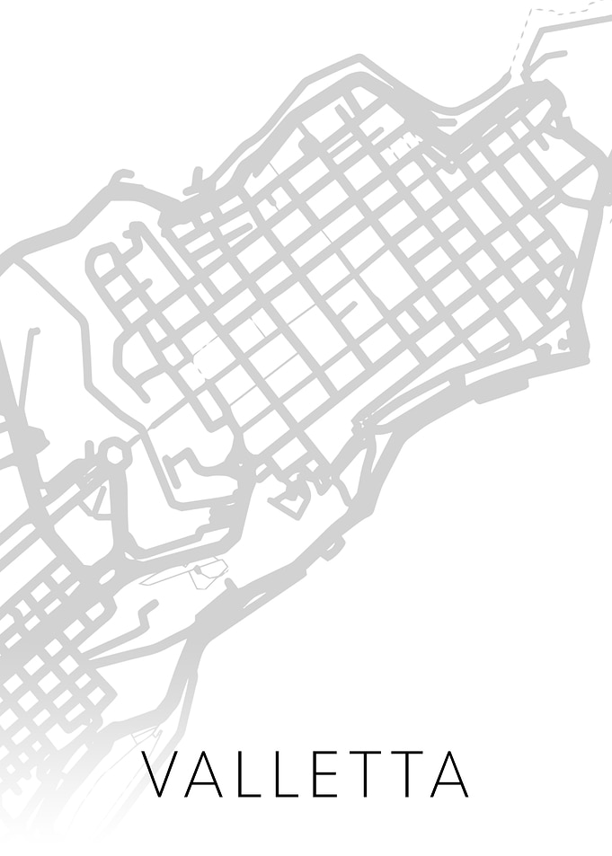 Valletta Spain City Map BW