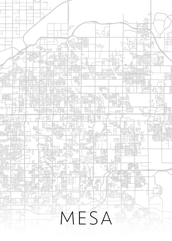 Mesa Arizona City Map BW