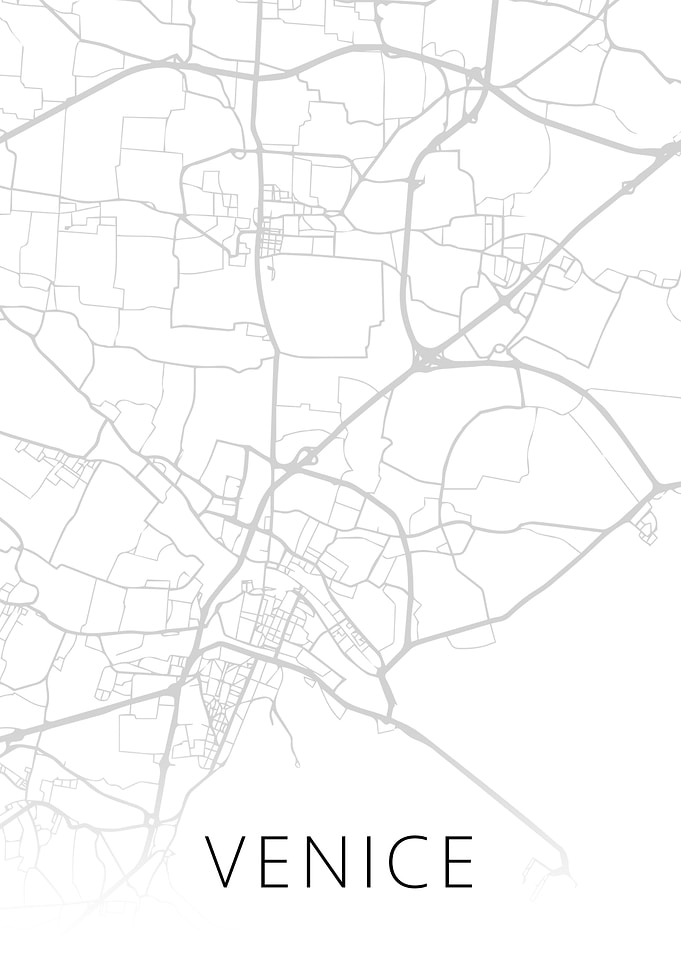 Venice Italy City Map BW