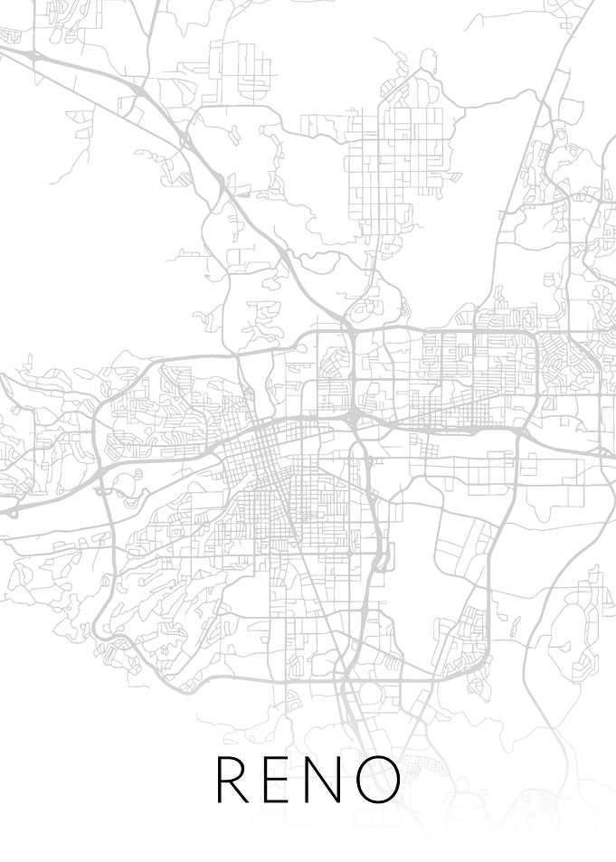 Reno Nevada City Map BW