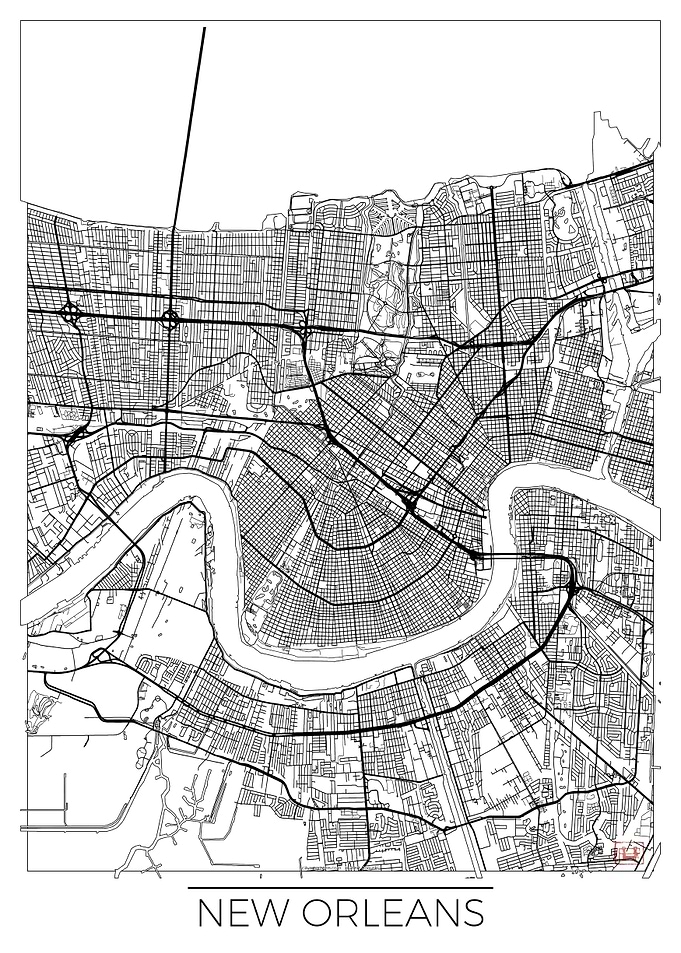 New Orleans Map White