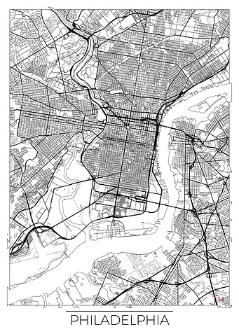 Philadelphia Map White