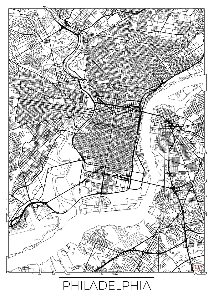 Philadelphia Map White