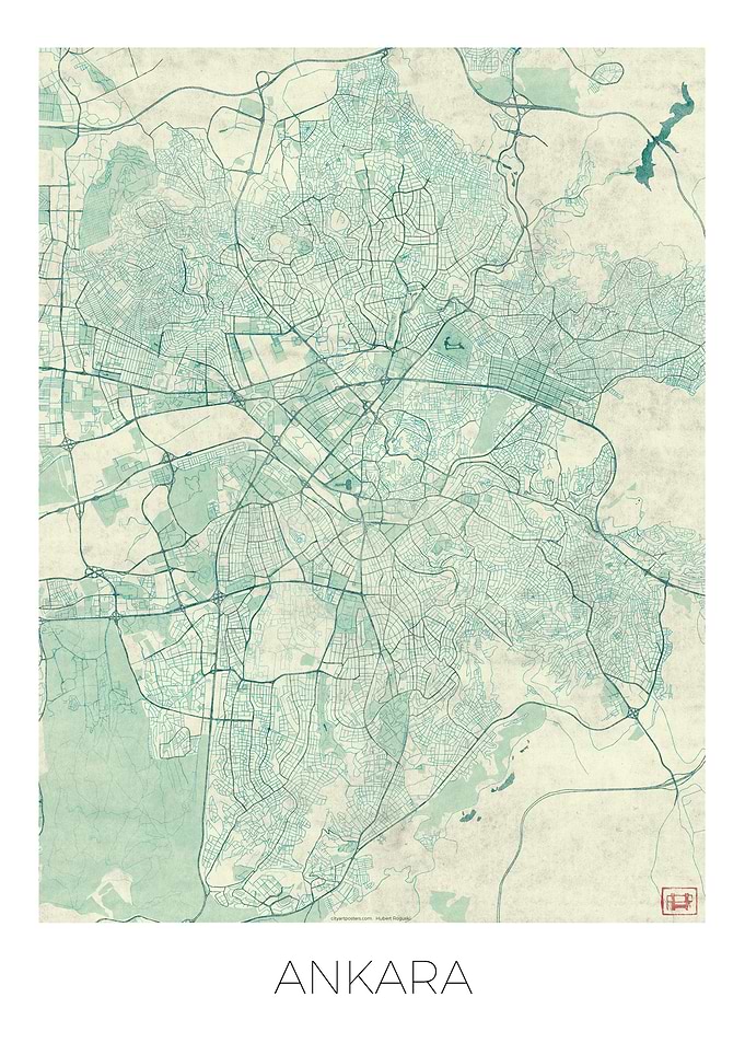 Ankara Map Blue