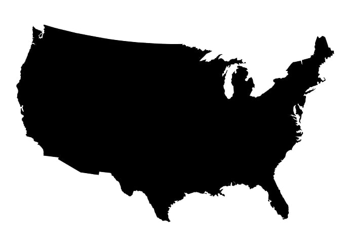 USA Map Black Silhouette