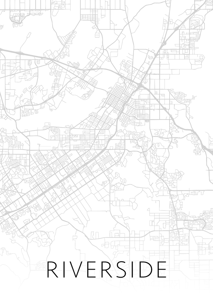 Riverside CA City Map BW