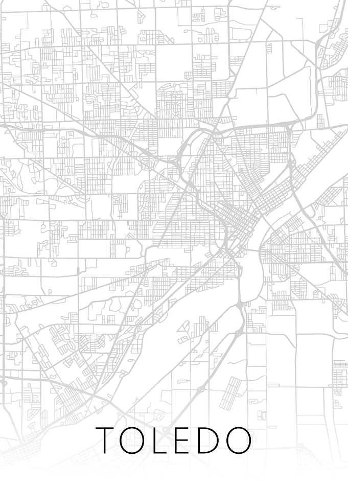 Toledo Ohio City Map BW