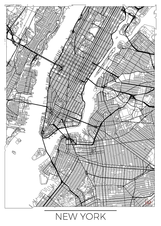 New York Map White
