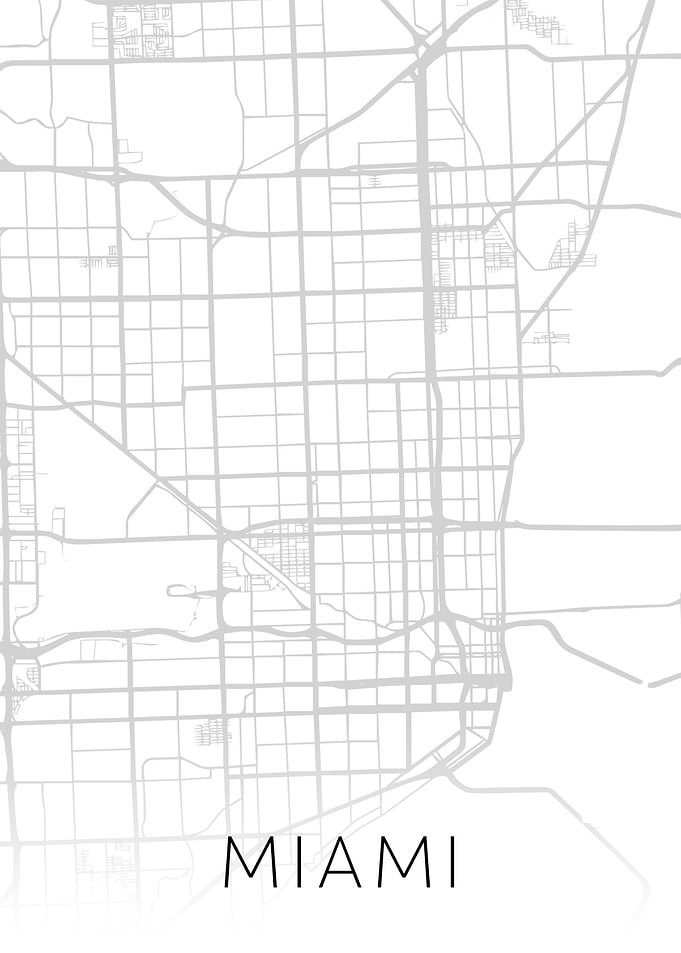 Miami Florida City Map BW