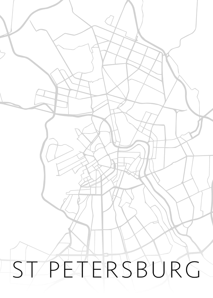St Petersburg City Map BW